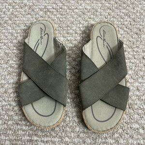 Eddie Bauer leather Sandals criss cross cork size 6.5